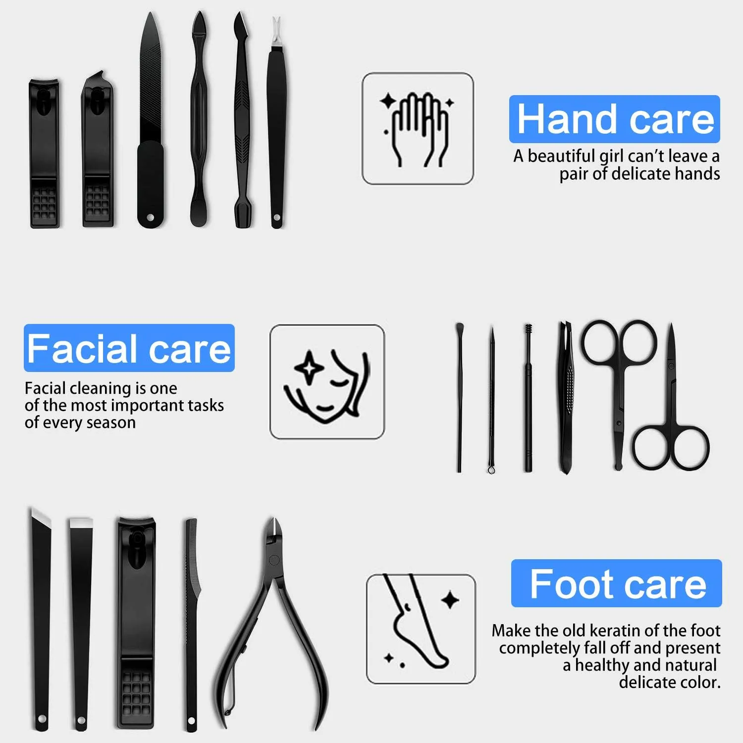 Manicure Pedicure Kit Nail Clippers Set 18 in 1 High Precision Stainless Steel Cutter File Sharp Scissors for Men & Women Fingernails & Toenails Vibrissac Scissors with Stylish Case (Red_18in1)