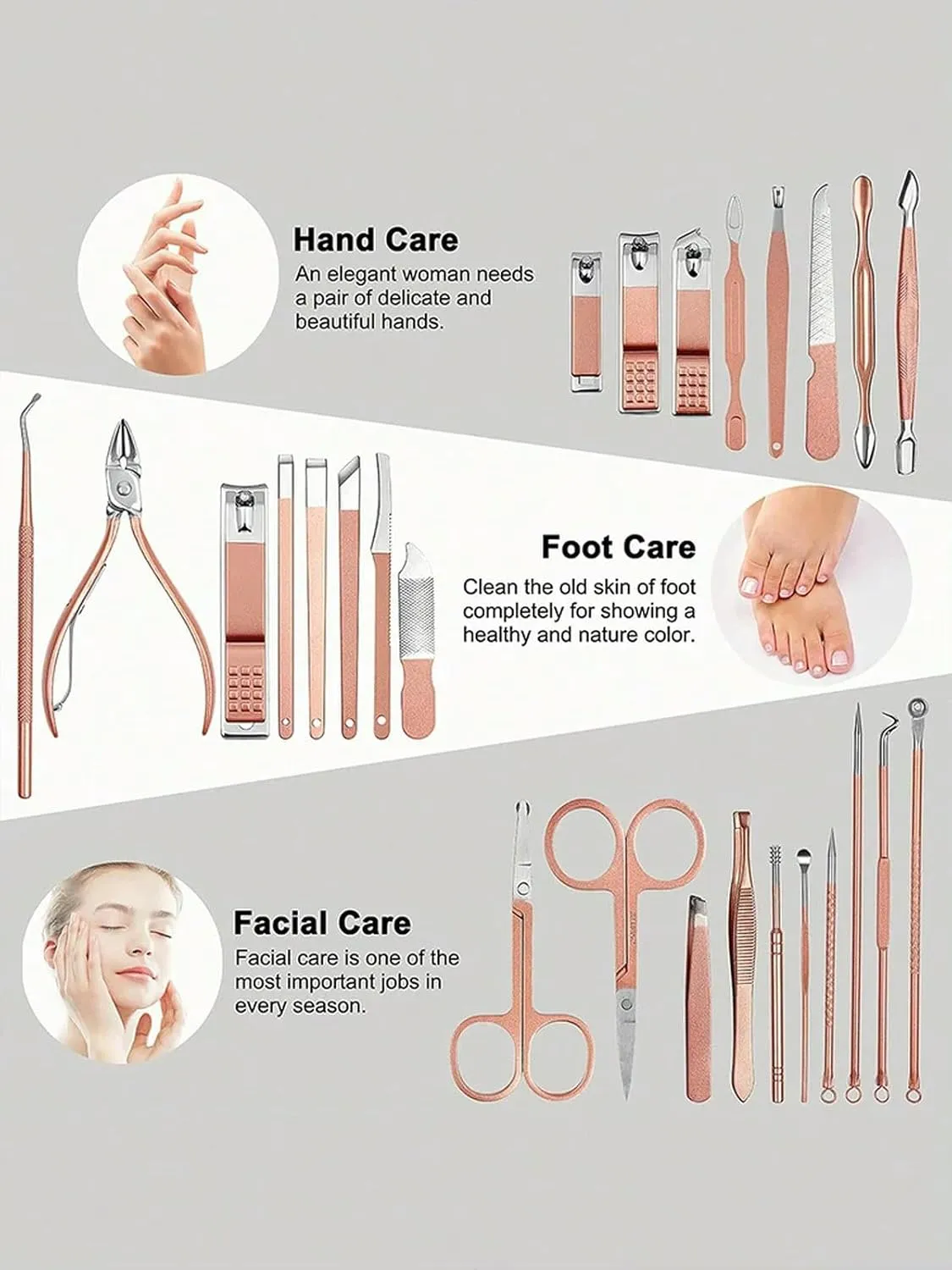 Manicure Set Pedicure Kit Womens Nail Clippers Set Professional Grooming Care Tools