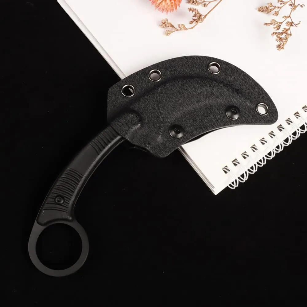 MASALONG kni257 High carbon stainless steel,Mini Claw Tactical Fixed blade knife with sheath (black)