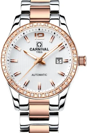 MASTOP Rhinestone Automatic Mechanical Watches Women's Full Steel Luminous Waterproof Ladies Watch