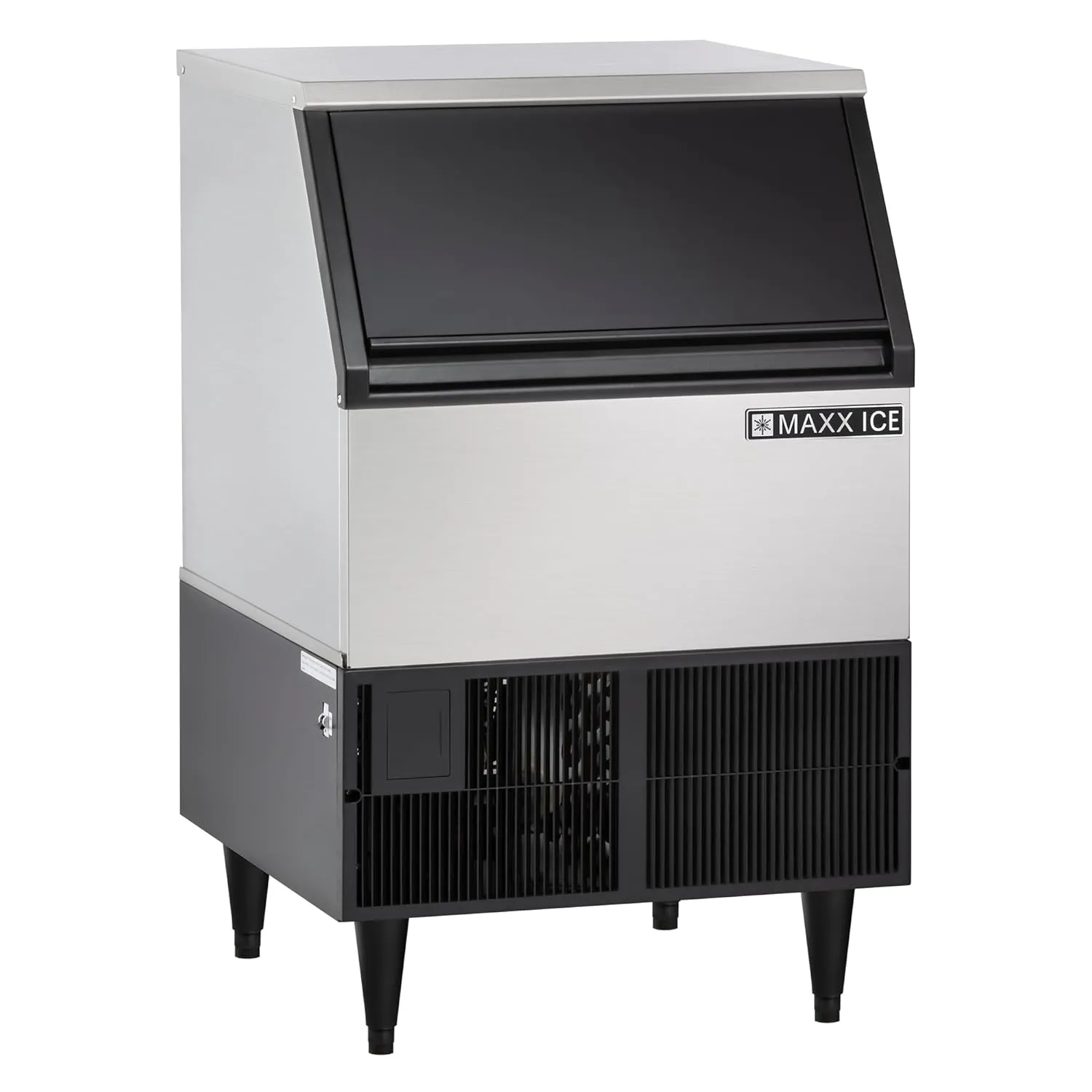 Maxx Ice MIM250 Commercial Ice Maker Machine Programmable, Stainless Steel Self-Contained Air Cooled Design Full Dice Cubes with 75-Pound Storage, 260-lbs, Metallic