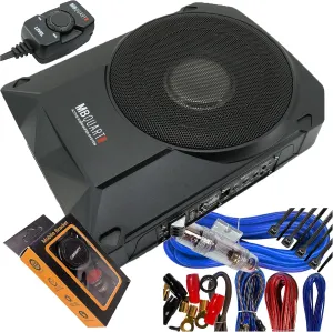 MB Quart RW-110A 800W Reference Series 10" 4-Ohm Power Subwoofer Amplifier with 8 Guage Kit Blue and Gravity Magnet Phone Holder PK4 Bundle