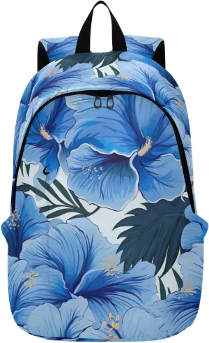 MCHIVER Travel Backpack Hibiscus Flower Leaf Tropical Casual Daypack Backpacks Lightweight Carry on Bag Water Resistant Hiking Backpack for Men Women