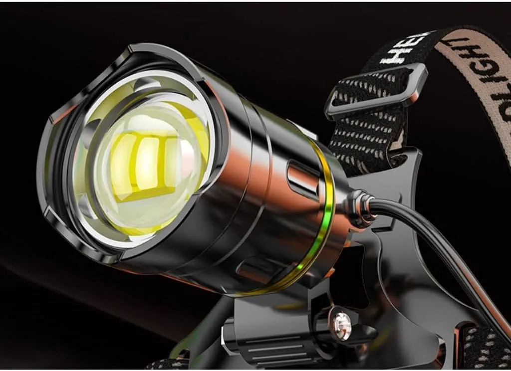 MDybf Headlamp Strong Light Rechargeable Head-Mounted Outdoor Flashlight Night Fishing Long Life LED Miner's Lamp Headlamp (Color : Yellow Light)
