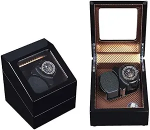 Mechanical Watch Shaker Automatic Double Watch Winder Box, Quiet Motor with 5 Rotation Modes, Wood Shell Watches Storage Display Box