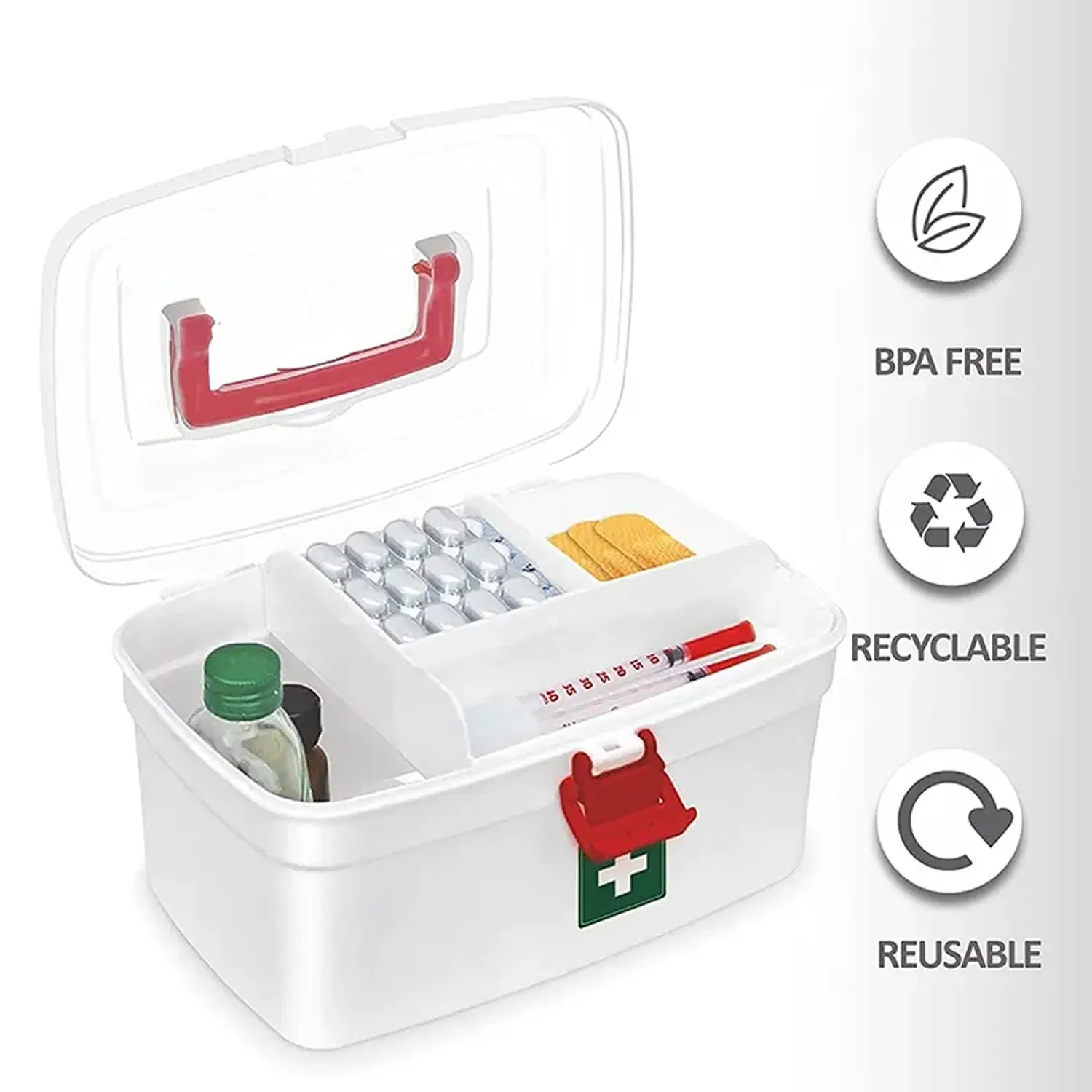 Medical Storage Box with Detachable Tray for Medicine
