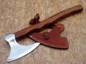 Medieval Huntsman Custom Hand Made HIGH Carbon Steel Tomahawk Viking Axe with Leather Sheath
