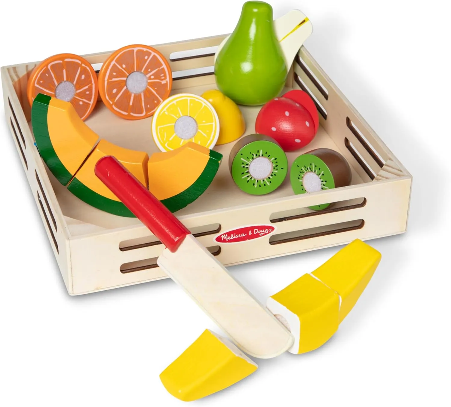 Melissa & Doug Cutting Fruit Set - Wooden Play Food Kitchen Accessory, Multi - Pretend Play Accessories, Wooden Cutting Fruit Toys For Toddlers And Kids Ages 3 