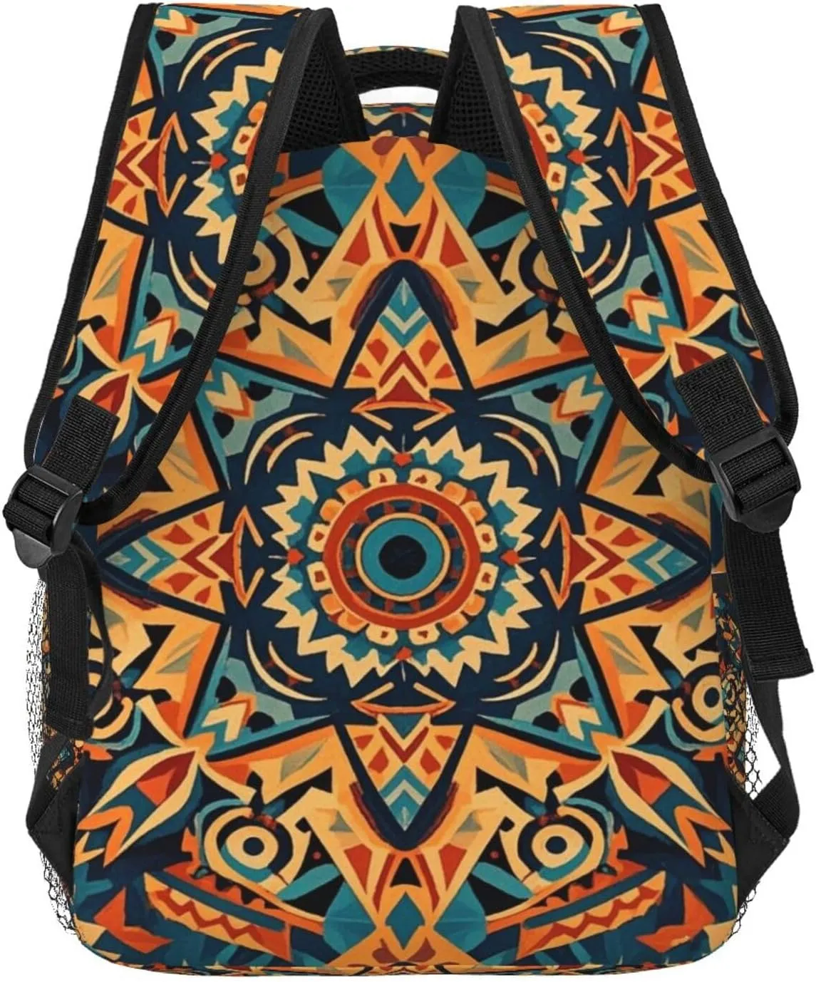 Men Women Polyester Colorful Black Geometric Stripes 80S 90S Style Art Casual Daypack Large Capacity Carry On Bag With Adjustable Shoulder Straps for Camping Work Running