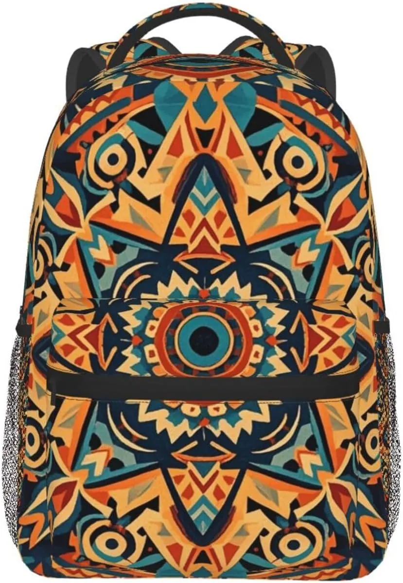 Men Women Polyester Colorful Black Geometric Stripes 80S 90S Style Art Casual Daypack Large Capacity Carry On Bag With Adjustable Shoulder Straps for Camping Work Running