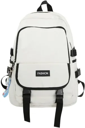 Men's and Women's Fashion Casual Large-capacity Backpack Ultra-light Wear-resistant Backpack Waterproof Travel Bag (White,Large)