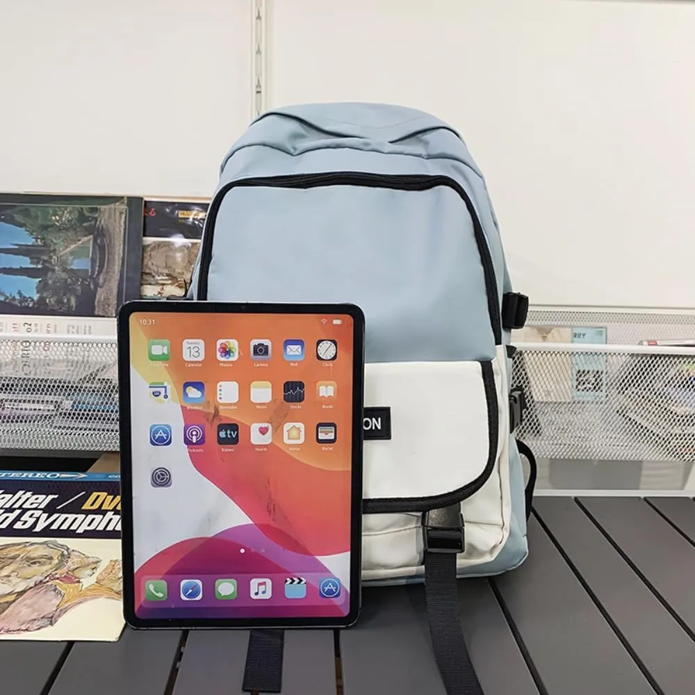 Men's and Women's Fashion Casual Large-capacity Backpack Ultra-light Wear-resistant Backpack Waterproof Travel Bag (White,Large)