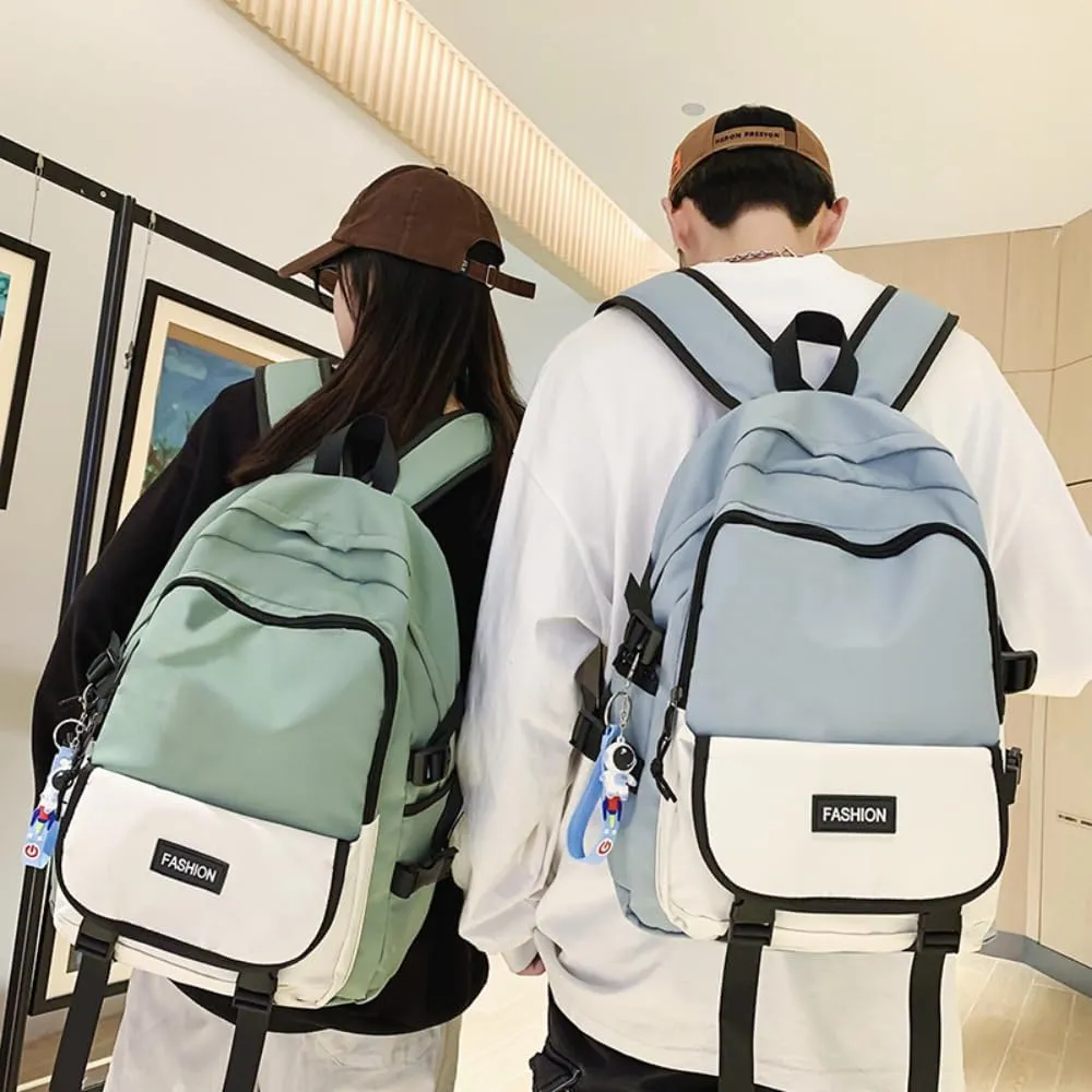 Men's and Women's Fashion Casual Large-capacity Backpack Ultra-light Wear-resistant Backpack Waterproof Travel Bag (White,Large)