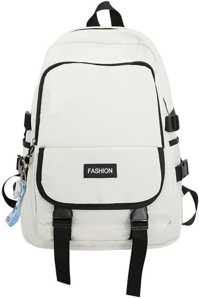 Men's and Women's Fashion Casual Large-capacity Backpack Ultra-light Wear-resistant Backpack Waterproof Travel Bag (White,Large)