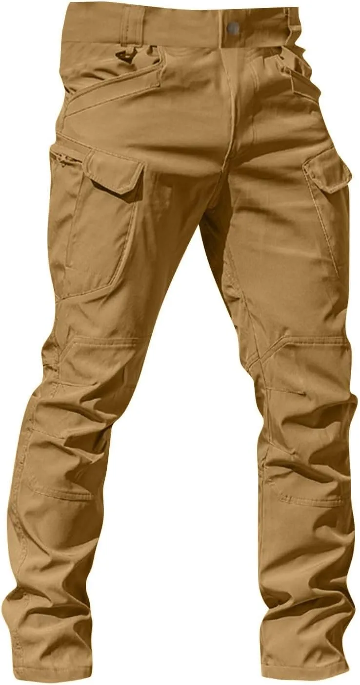 Mens Cargo Pants Water Resistant Relaxed Fit Hiking Work Pants Multi Pockets Flex Baggy Tactical Pants