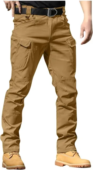 Mens Cargo Pants Water Resistant Relaxed Fit Hiking Work Pants Multi Pockets Flex Baggy Tactical Pants