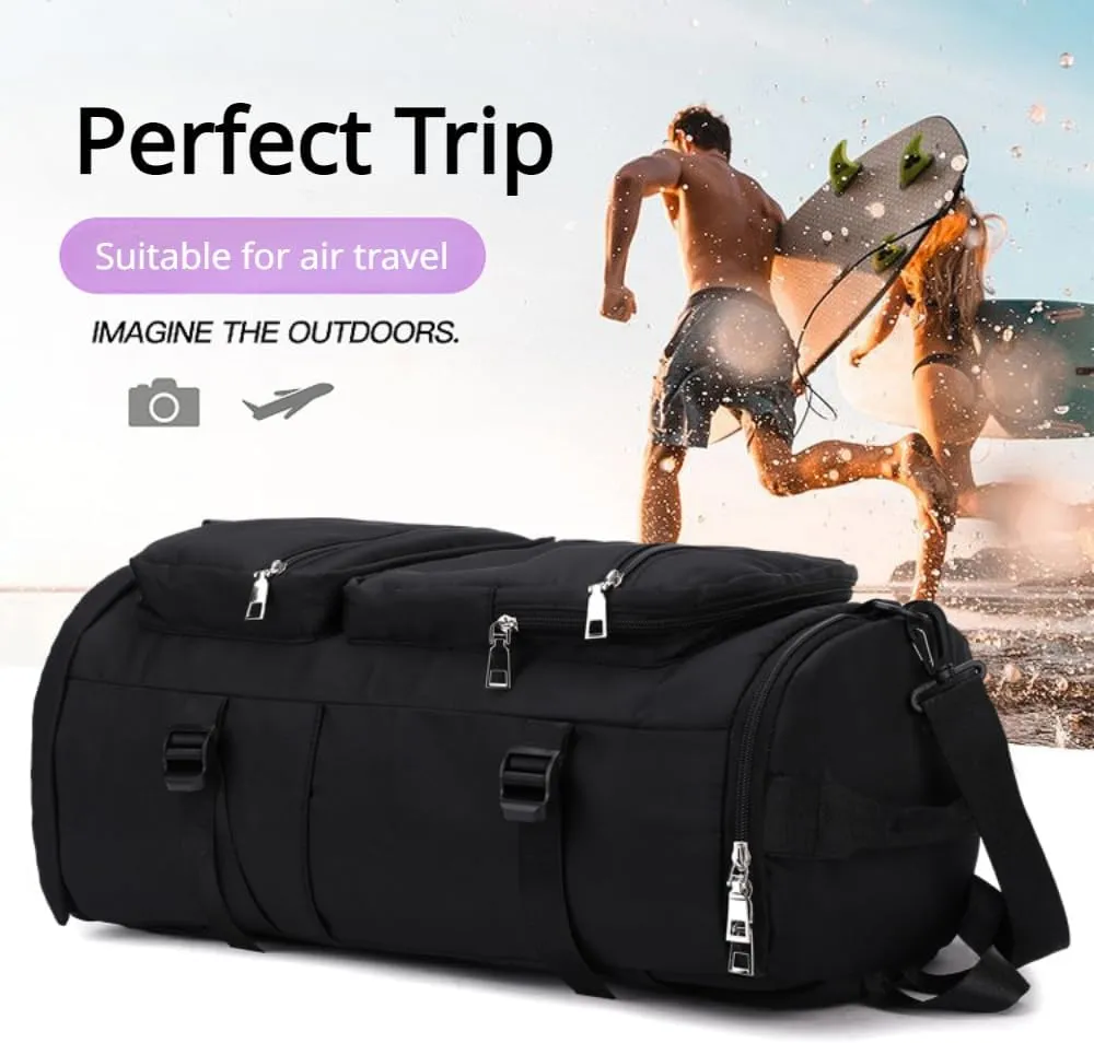 Men's Fitness Travel Bag/Women's Sports Yoga Bag with Shoe Compartment, Carry Weekend/Overnight Waterproof Camping Backpack, Flight Approved, 35L，Sky blue