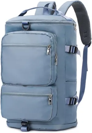 Men's Fitness Travel Bag/Women's Sports Yoga Bag with Shoe Compartment, Carry Weekend/Overnight Waterproof Camping Backpack, Flight Approved, 35L，Sky blue