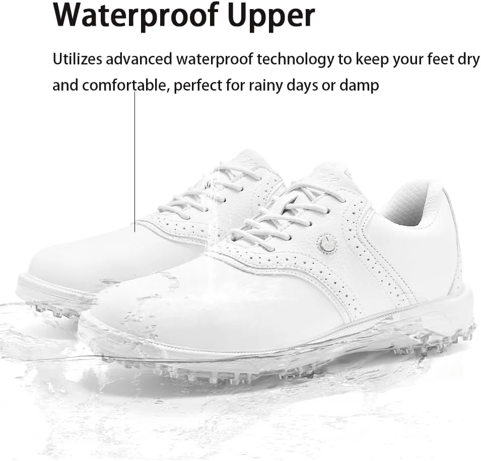 Mens Golf Shoes Traditions Fixed Nailless Sole Waterproof Spikeless Size 7.5-14