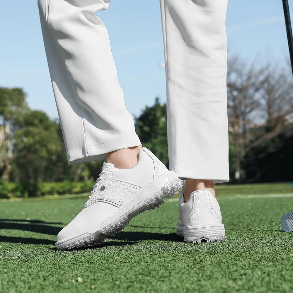 Mens Golf Shoes Traditions Fixed Nailless Sole Waterproof Spikeless Size 7.5-14