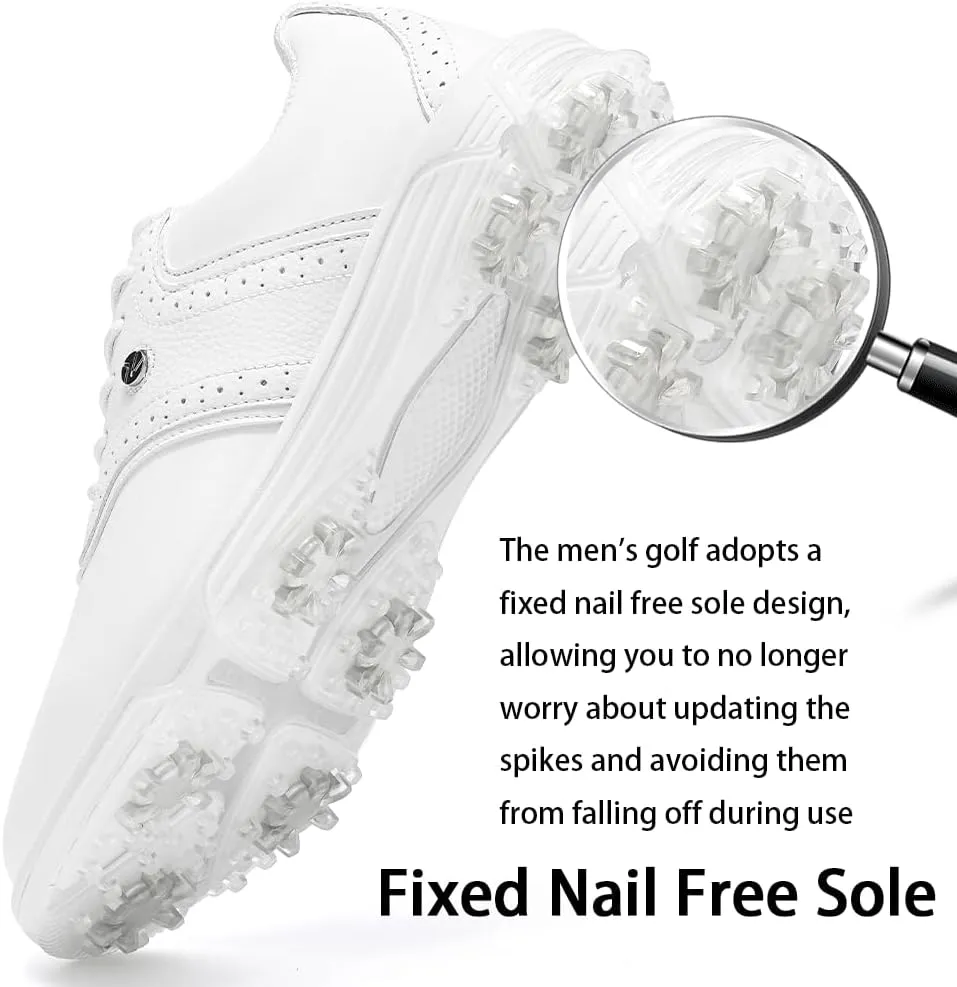 Mens Golf Shoes Traditions Fixed Nailless Sole Waterproof Spikeless Size 7.5-14
