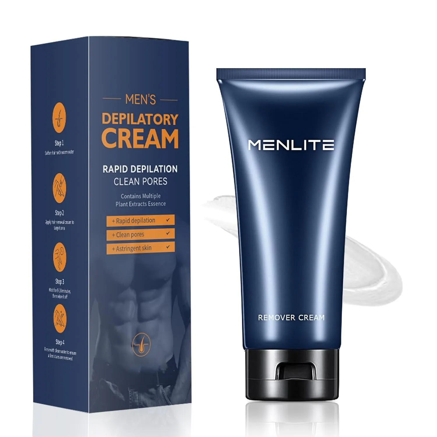 Men's Hair Remover- Premium Depilatory Cream, Skin Friendly Hair Remover Cream For Women and Men, Suitable for sensitive skin, Painless, Soothing (White, 3.38 Fl Oz (Pack of 1))