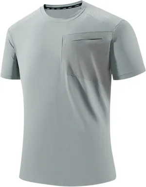 Mens Ice Silk Shirts Summer Lightweight Quick Dry Crewneck Short Sleeve Tees Blouse Casual Moisture Wicking Gym Tops