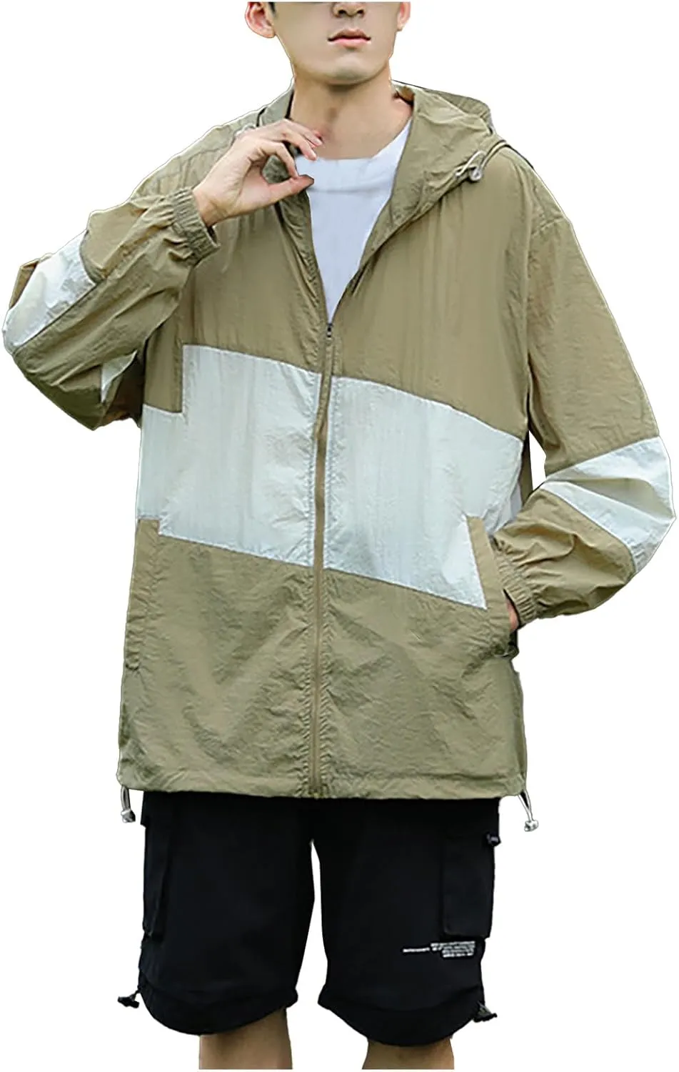 Men's Rain Jacket Waterproof Running Cycling Breathable Jacket Lightweight Windbreaker Casual Outdoor Hiking Jackets