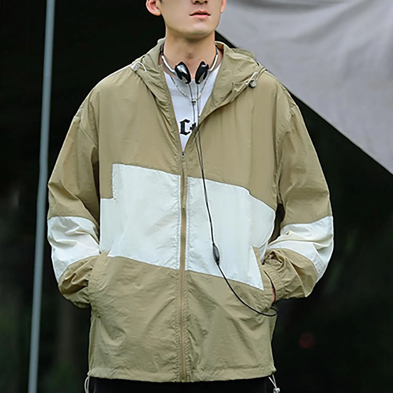 Men's Rain Jacket Waterproof Running Cycling Breathable Jacket Lightweight Windbreaker Casual Outdoor Hiking Jackets