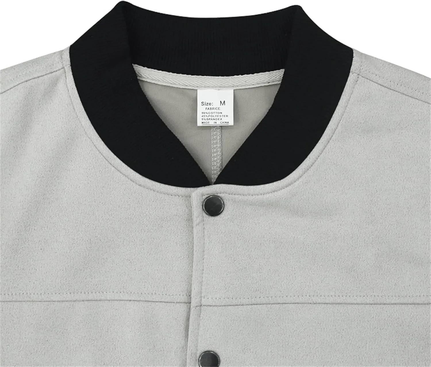 Men’s Suede Bomber Jacket Lightweight Classic Fit Snap Button Down Varsity Coat Casual Spring Fall Windbreaker