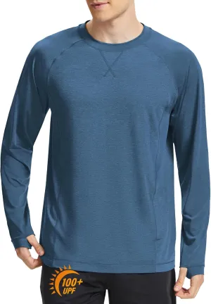 Mens UPF 100  Sun Protection Shirts Long Sleeve SPF UV Swim Rash Guard for Fishing Running Hiking Outdoor Workout