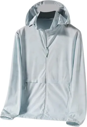 Men's UPF 50  Sun Protection Hoodie Long Sleeve Rash Guard Summer Lightweight Cooling Ice Silk Fishing Hiking Jacket