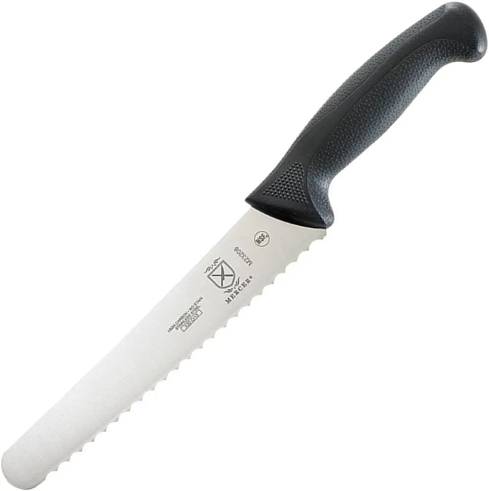 Mercer Culinary M23208 Millennia Black Handle, 8-Inch Wavy Edge Wide, Bread Knife