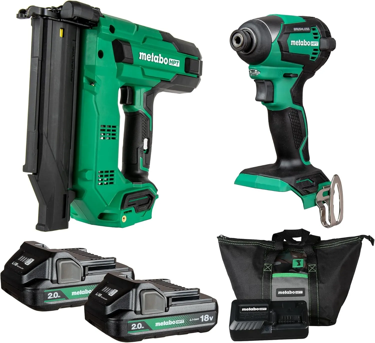 Metabo HPT 18V MultiVolt™ Brad Nailer   Impact Driver Combo Kit, KC18DEXQD