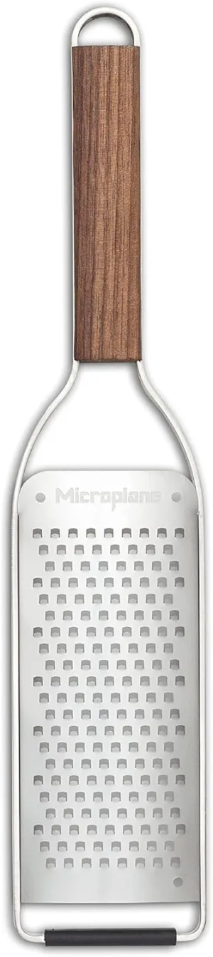 Microplane Master Series Wood Handle Stainless Steel Frame Coarse Blade Cheese Grater