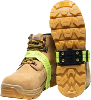 Midcleat Ice Traction Brass Cleats with Fire Retardant Straps - Anti-Slip, Adjustable Nomex Strap, NFPA 2112a Certified, Universal Size, for Indoor & Outdoor Use