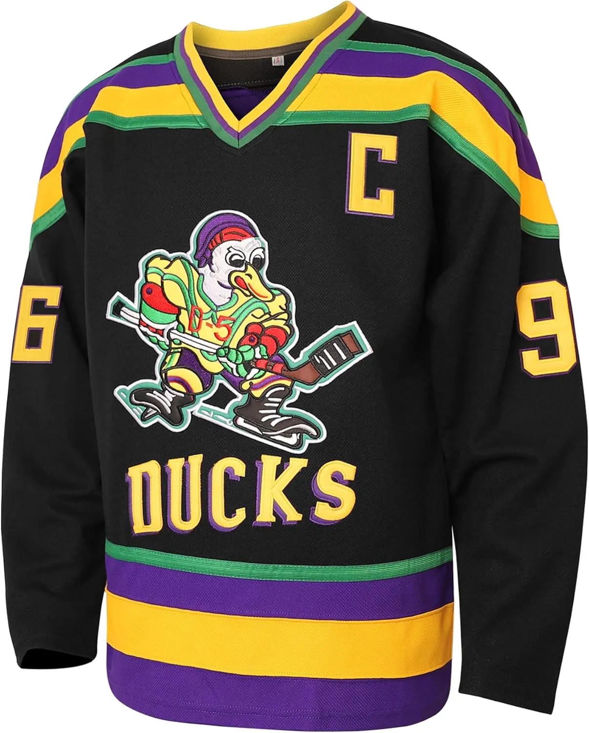 Mighty Ducks Jersey #96 Charlie Conway #99 Adam Banks #33 Greg Goldberg #66 Gordon Bombay Movie Hockey Jersey White Green