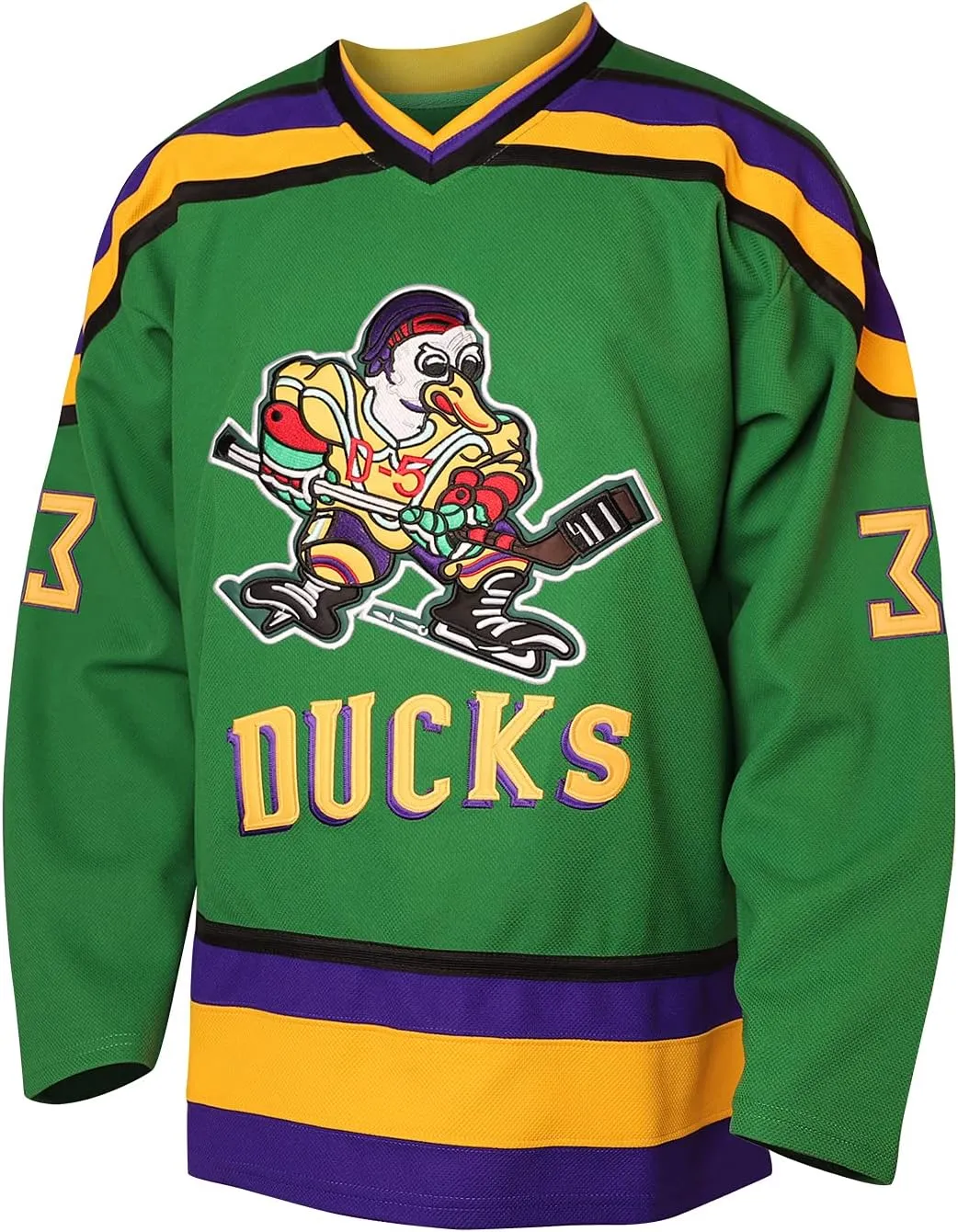 Mighty Ducks Jersey #96 Charlie Conway #99 Adam Banks #33 Greg Goldberg #66 Gordon Bombay Movie Hockey Jersey White Green