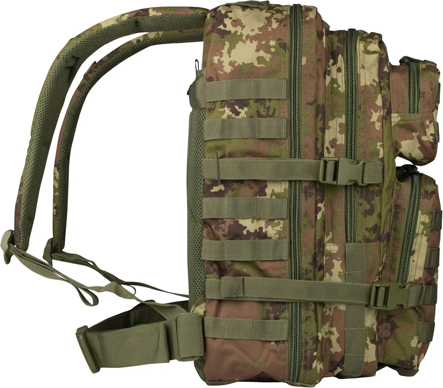 Mil-Tec Unisex Assault Pack - Rugged Durable Lightweight Ergonomic Versatile Tactical Outdoor Camping Hiking Backpack with Adjustable Padded Shoulder Straps & MOLLE Loops, Vegetato Woodland Camo, 36L
