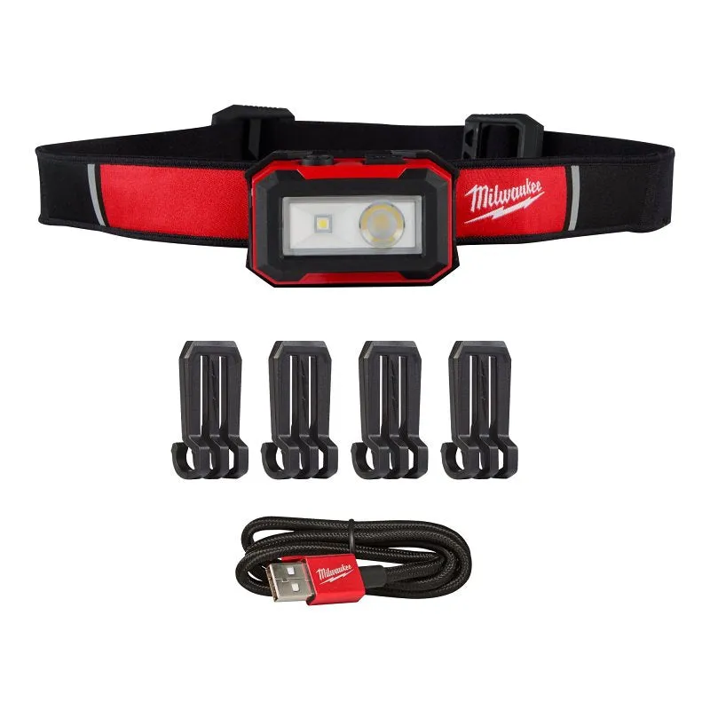 MILWAUKEE Milwaukee 2012R Rechargeable Headlamp and Task Light, Lithium-Ion Battery, LED Lamp, 450, Spot, Flood Beam