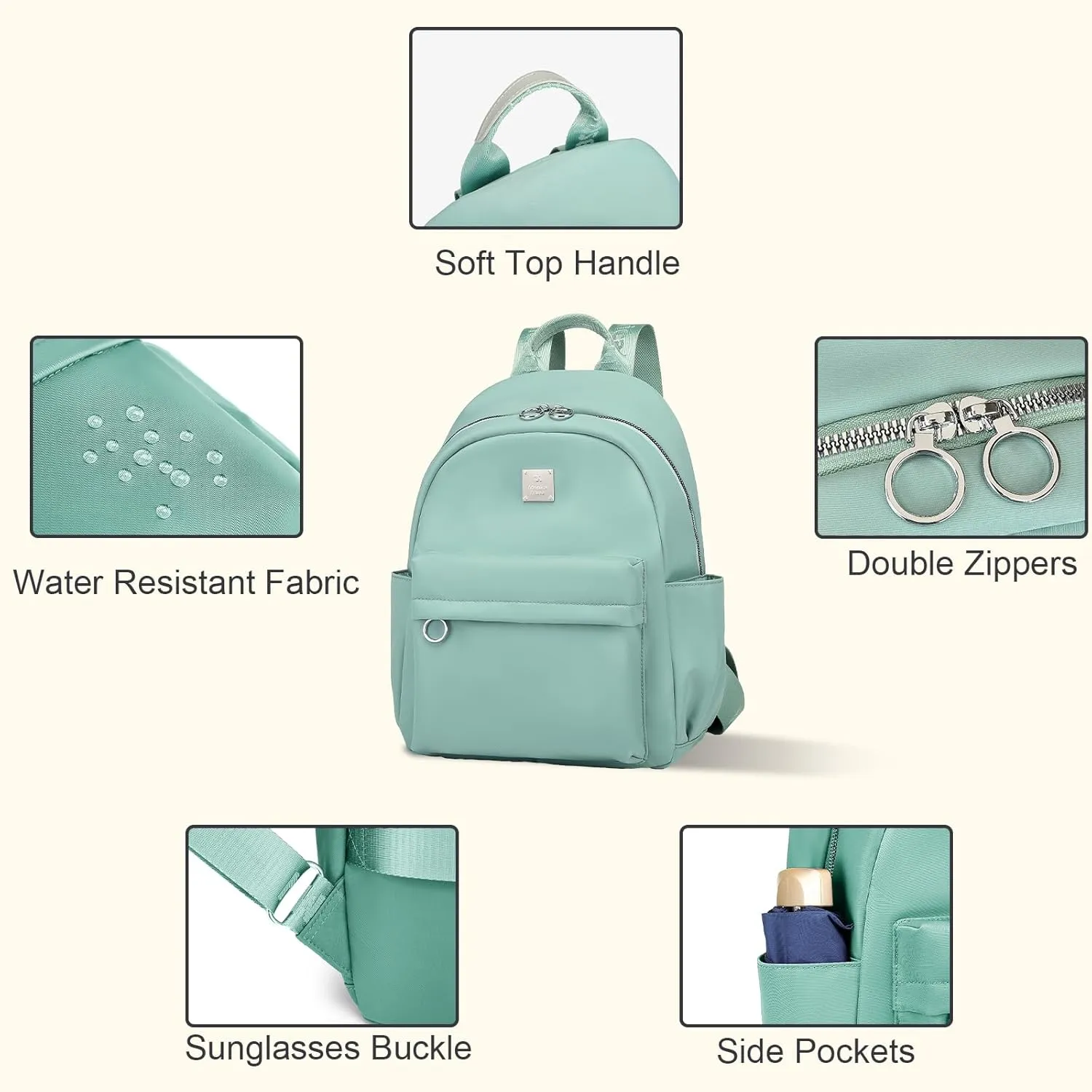 Mini Backpack for Women, Small Backpack Purse Cute Daypacks Stylish Bags, Lightweight Travel Backpack for College Shopping Work Dating, Mint Green