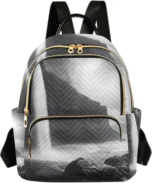 Mini Backpack for Women Waterfall Cliffs Black Mini Backpack Purse Lightweight Small Daypack, 8.5L