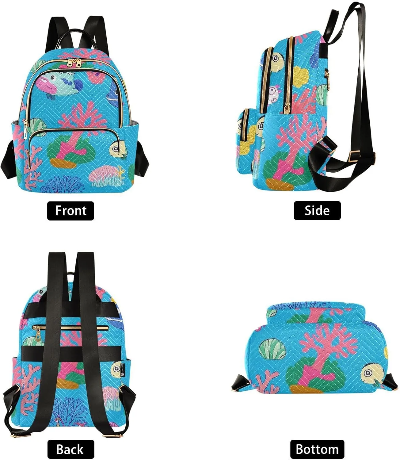 Mini Backpack Quilted Purse for Womens Small Backpack Daypack Coral Print for Travel Daily Work,Multi1