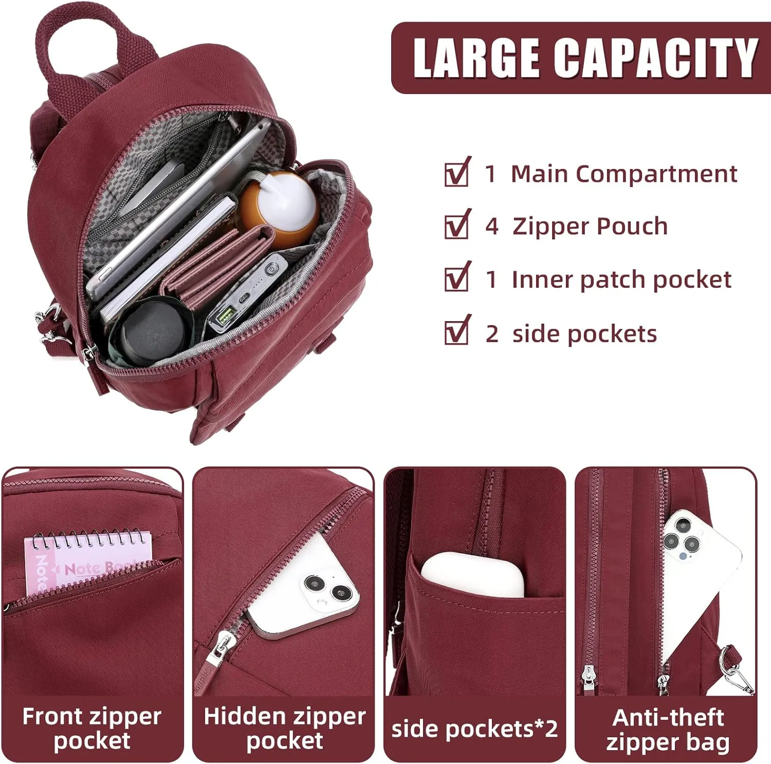 Mini Waterproof Backpack Purse for Women and Men,Small Travel Daypack