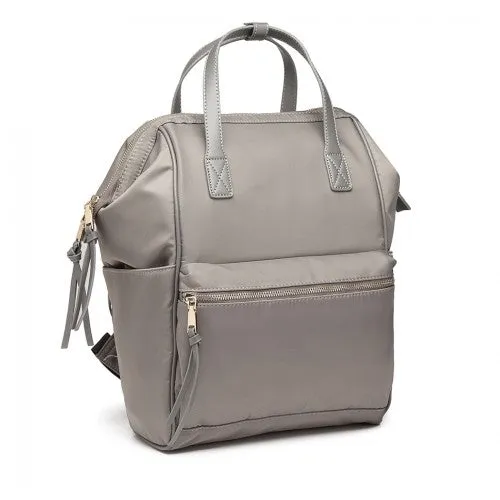 Miss Lulu Portable Waterproof Nylon Backpack School Bag Grey