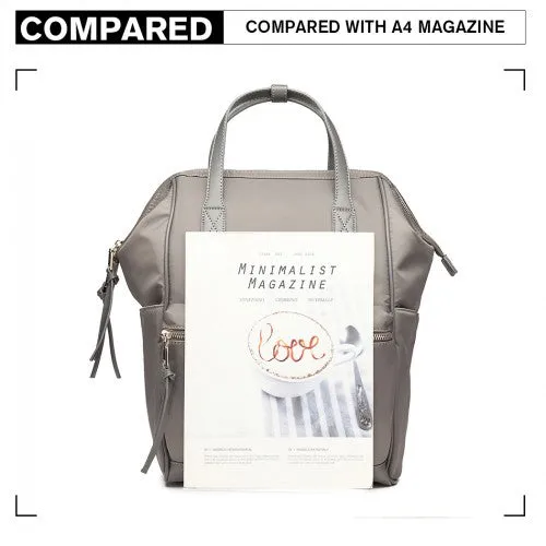 Miss Lulu Portable Waterproof Nylon Backpack School Bag Grey