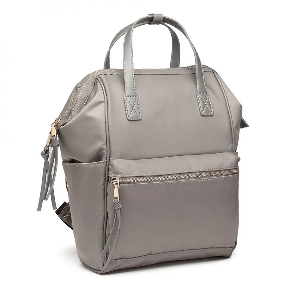 Miss Lulu Portable Waterproof Nylon Backpack School Bag Grey