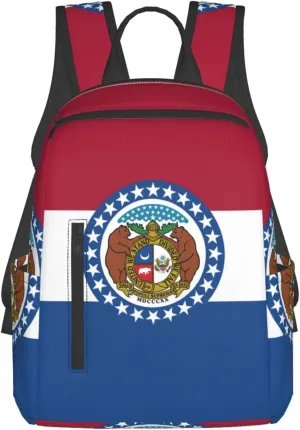 Missouri State Flag Lightweight Backpack Travel Shoulder Bag with Stylish Print, Leisure Day Trips Shopping Backpack