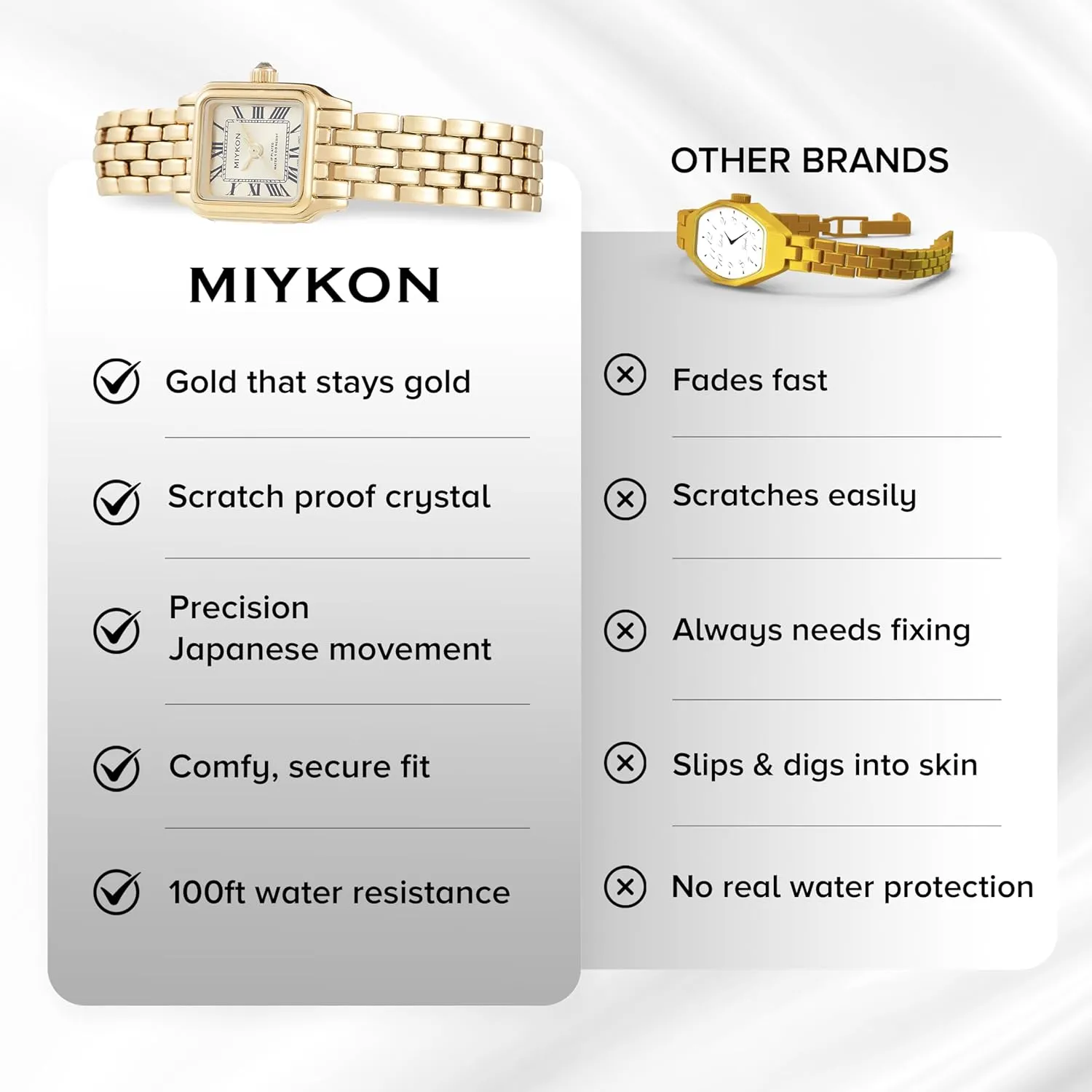 Miykon Dainty Watches for Women, Vintage Small Face Square Womens Watch, Classic Luxury Style Bracelet Watch for Petite Thin Wrists, Cute & Unique Japanese Quartz, Waterproof to 100ft