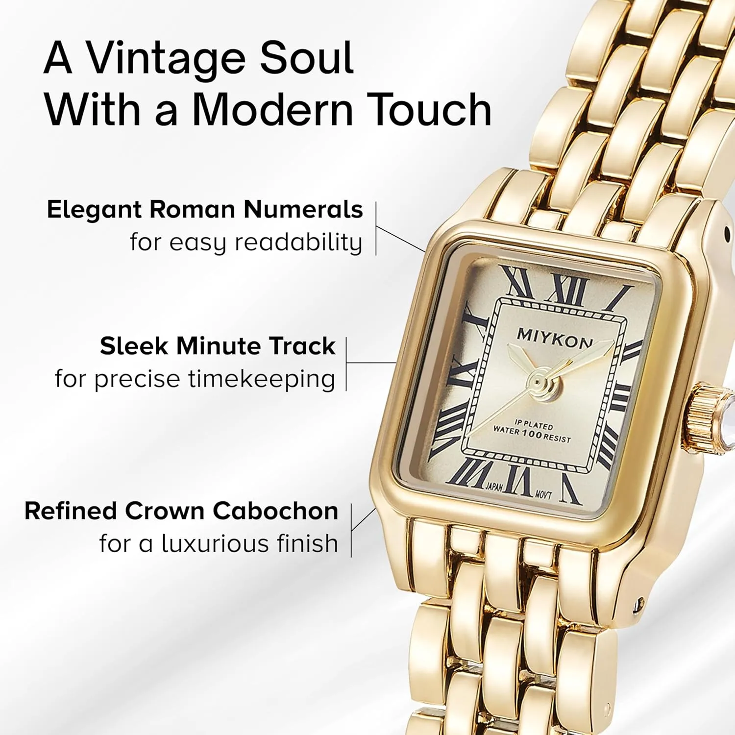 Miykon Dainty Watches for Women, Vintage Small Face Square Womens Watch, Classic Luxury Style Bracelet Watch for Petite Thin Wrists, Cute & Unique Japanese Quartz, Waterproof to 100ft
